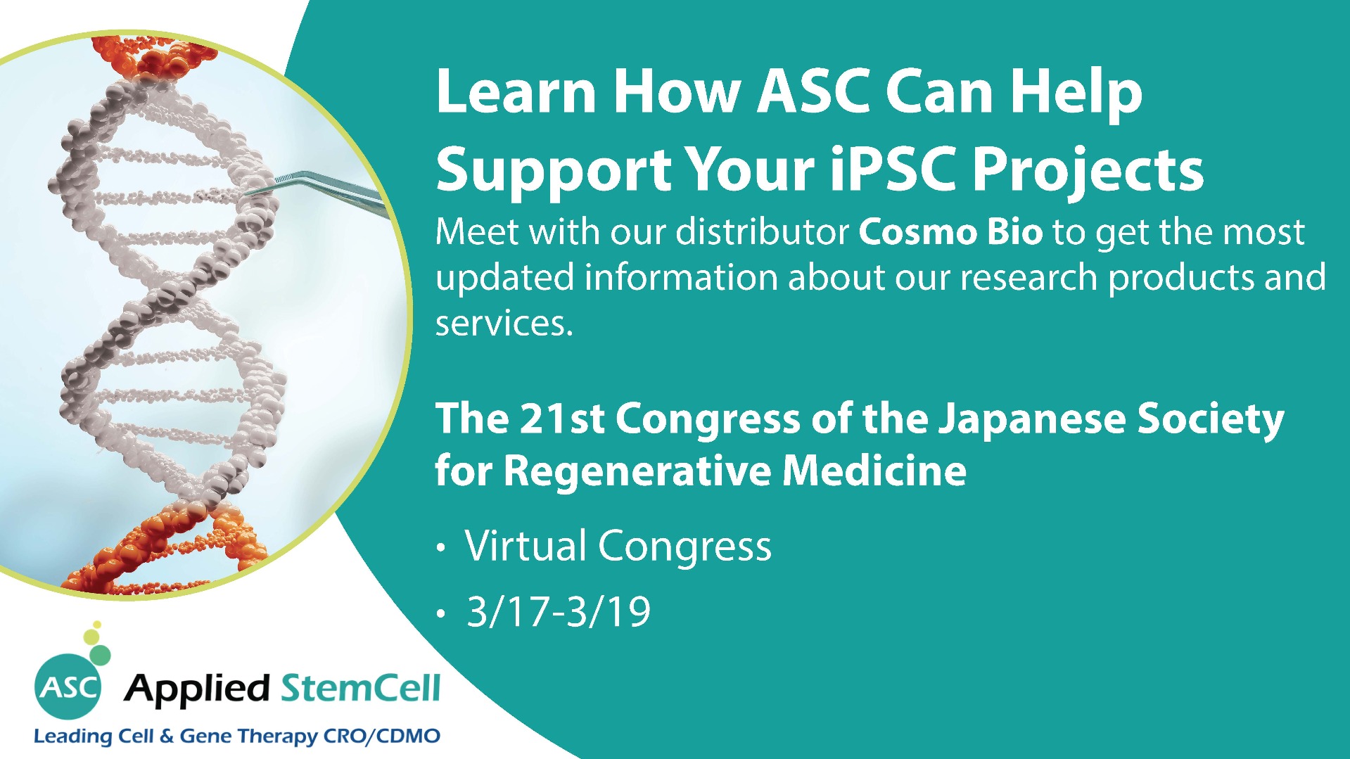 Meet with our distributor Cosmo Bio at The 21st Congress of the Japanese Society for Regenerative Medicine